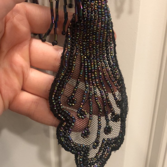 Black iridescent sequined shawl collar - Picture 3 of 4